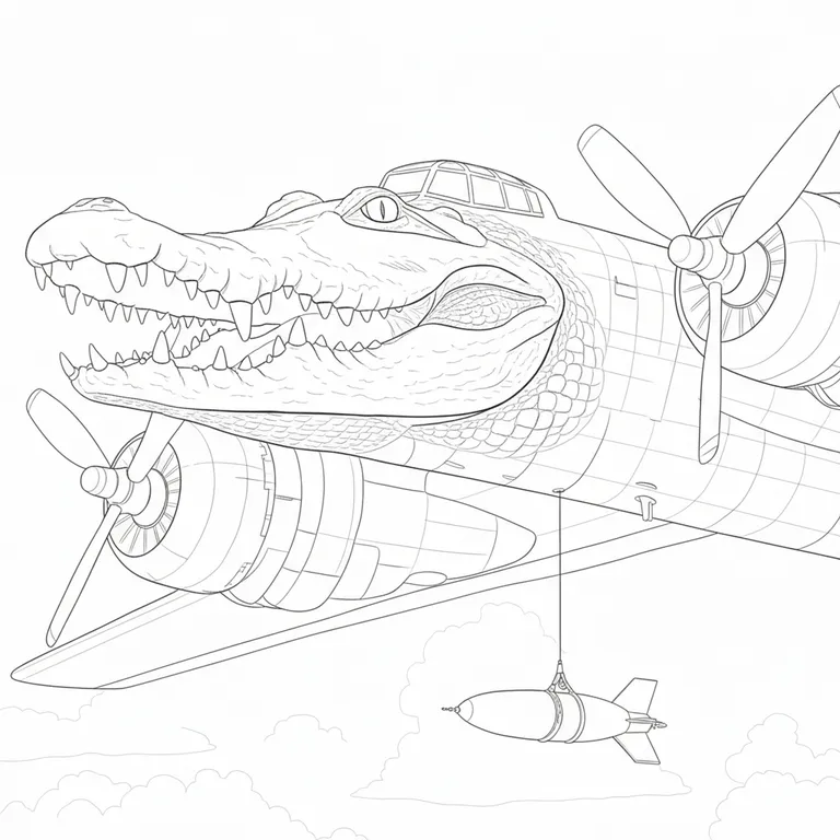 Bombardiro Crocodilo Coloring Page