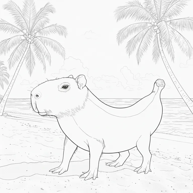 Capybarelli Bananalelli Coloring Page