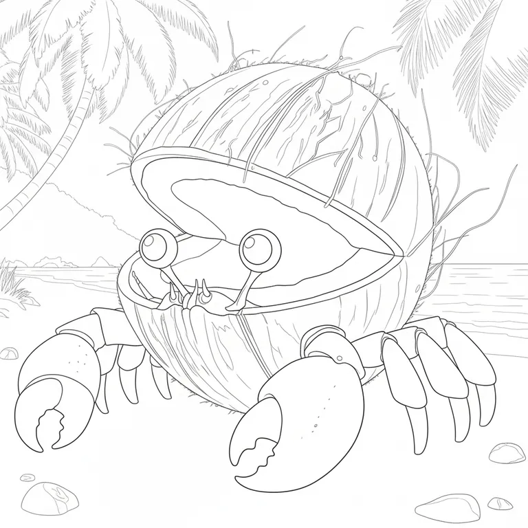 Crabito Cocosito Coloring Page