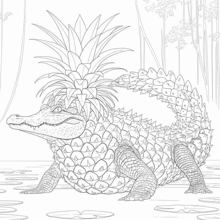 Crocodillo Ananasinno Coloring Page