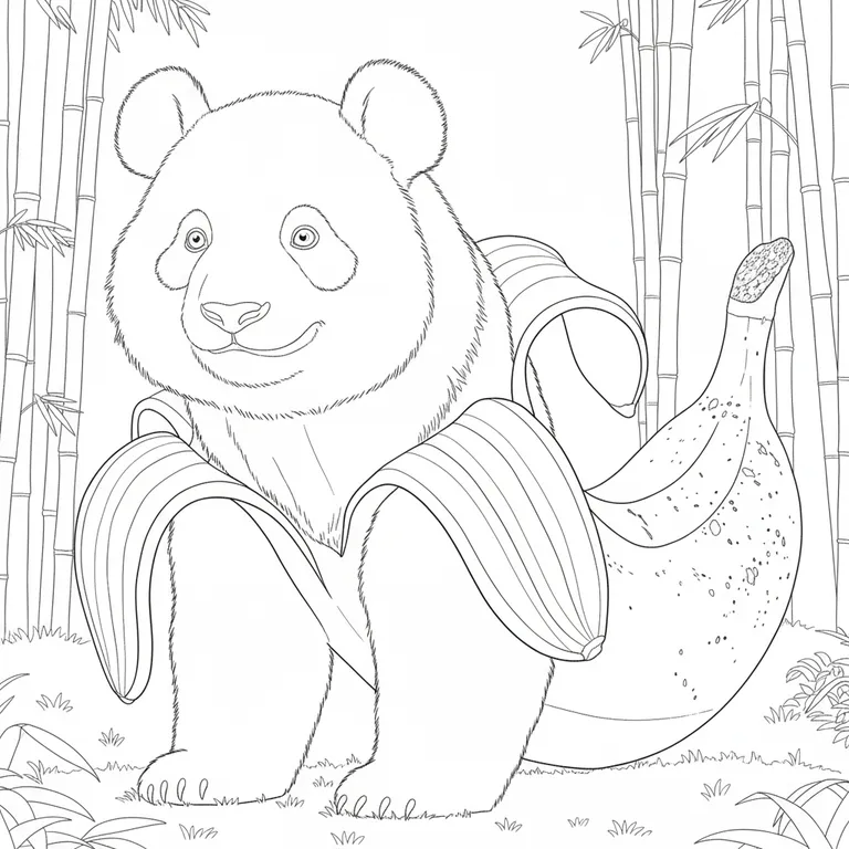 Pandaccini Bananini Coloring Page