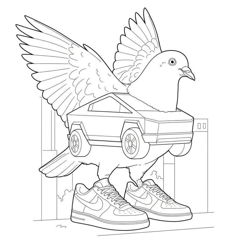 Piccione Macchina Coloring Page
