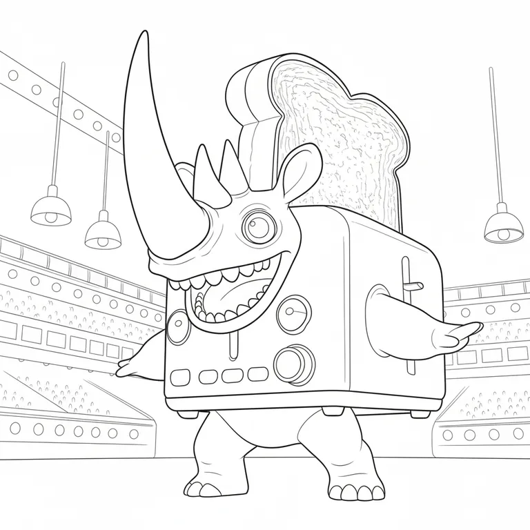 Rhino Toasterino Coloring Page