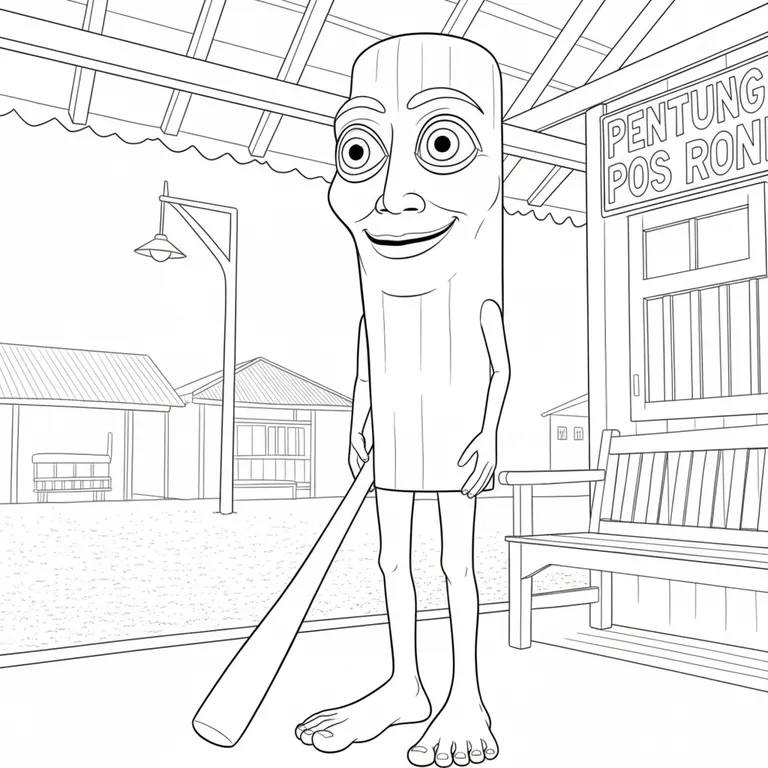 Tung Tung Tung Tung Tung Tung Tung Tung Tung Sahur Coloring Page